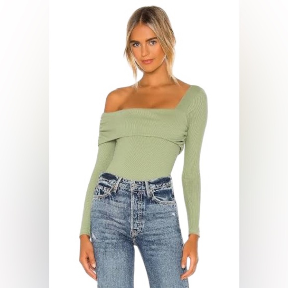 Lovers + Friends Florence Off Shoulder Bodysuit Moss Green XXS